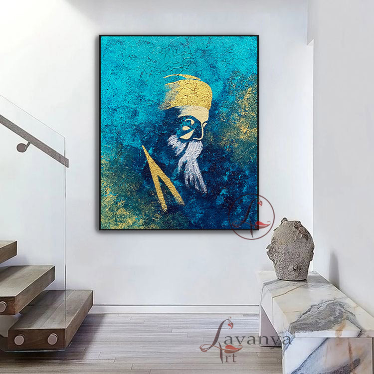 Guru Nanak Art | Original Sikh Spiritual Wall Painting