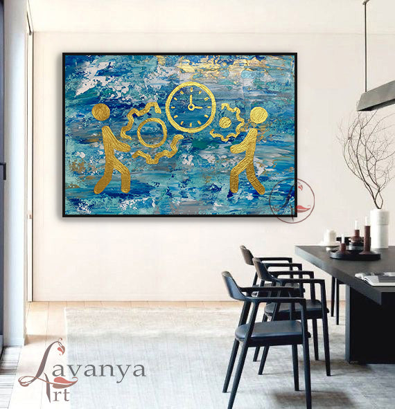 Abstract Teamwork Art | Modern Office Canvas Decor