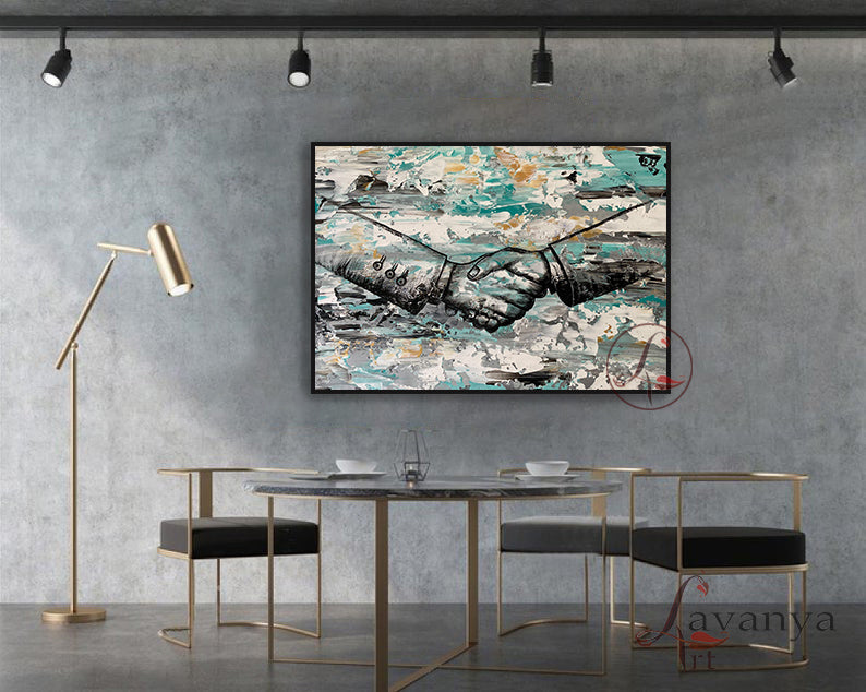 Handshake Painting | Abstract Office Canvas Wall Art