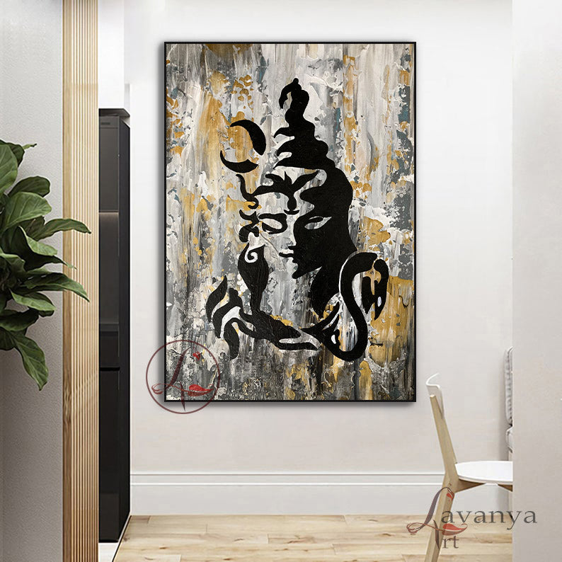 Abstract Shiva Painting | Modern Hindu Canvas Wall Art