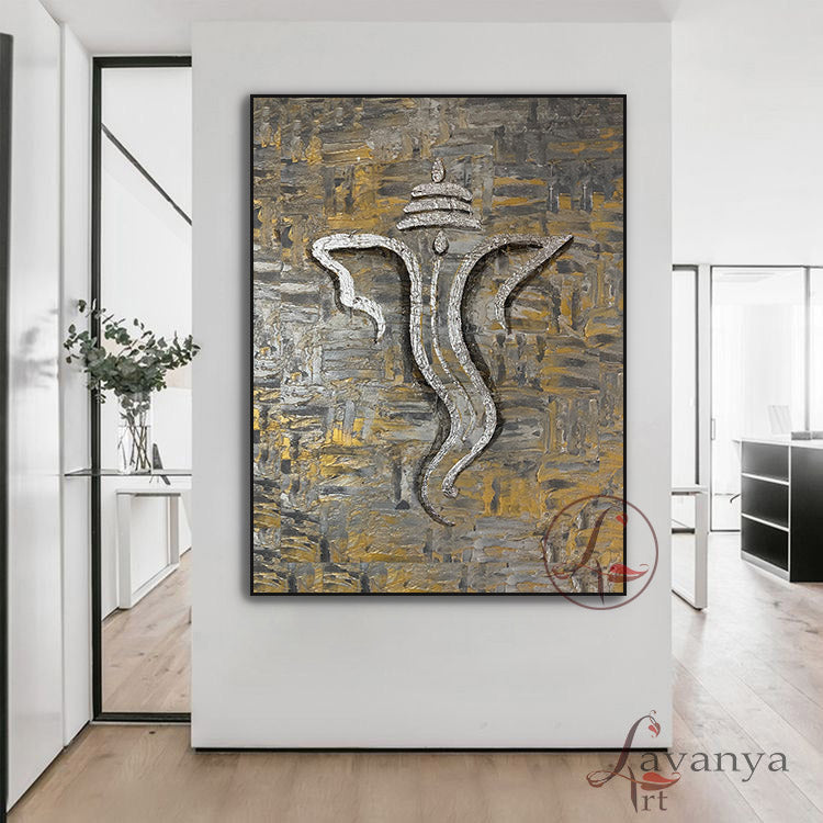 Textured Ganesha Painting | Handmade Indian Art