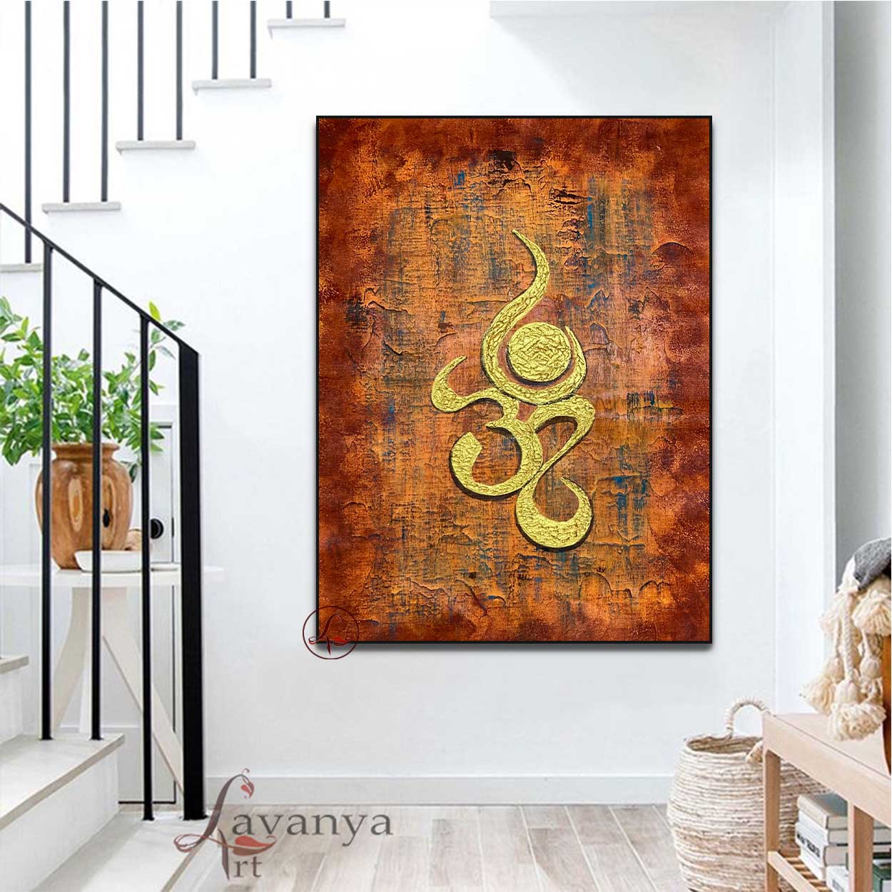 Fine art Om painting handcrafted with premium materials by Tejasvi Patel.
