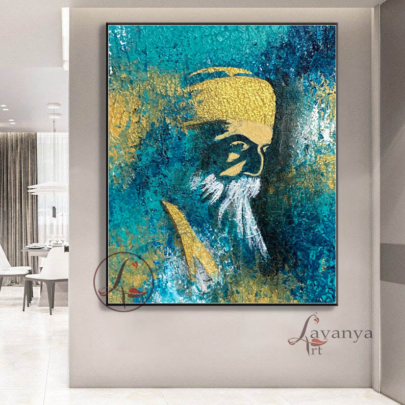 Original Sikh Art | Guru Nanak Spiritual Canvas