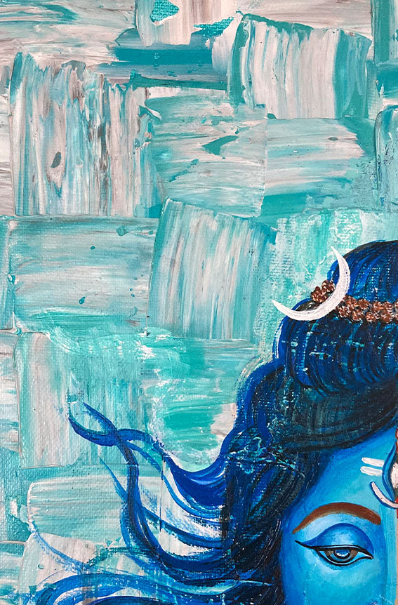 Original Ardhanarishwar Painting | Handmade Shiva Parvati Canvas Art by Tejasvi Patel