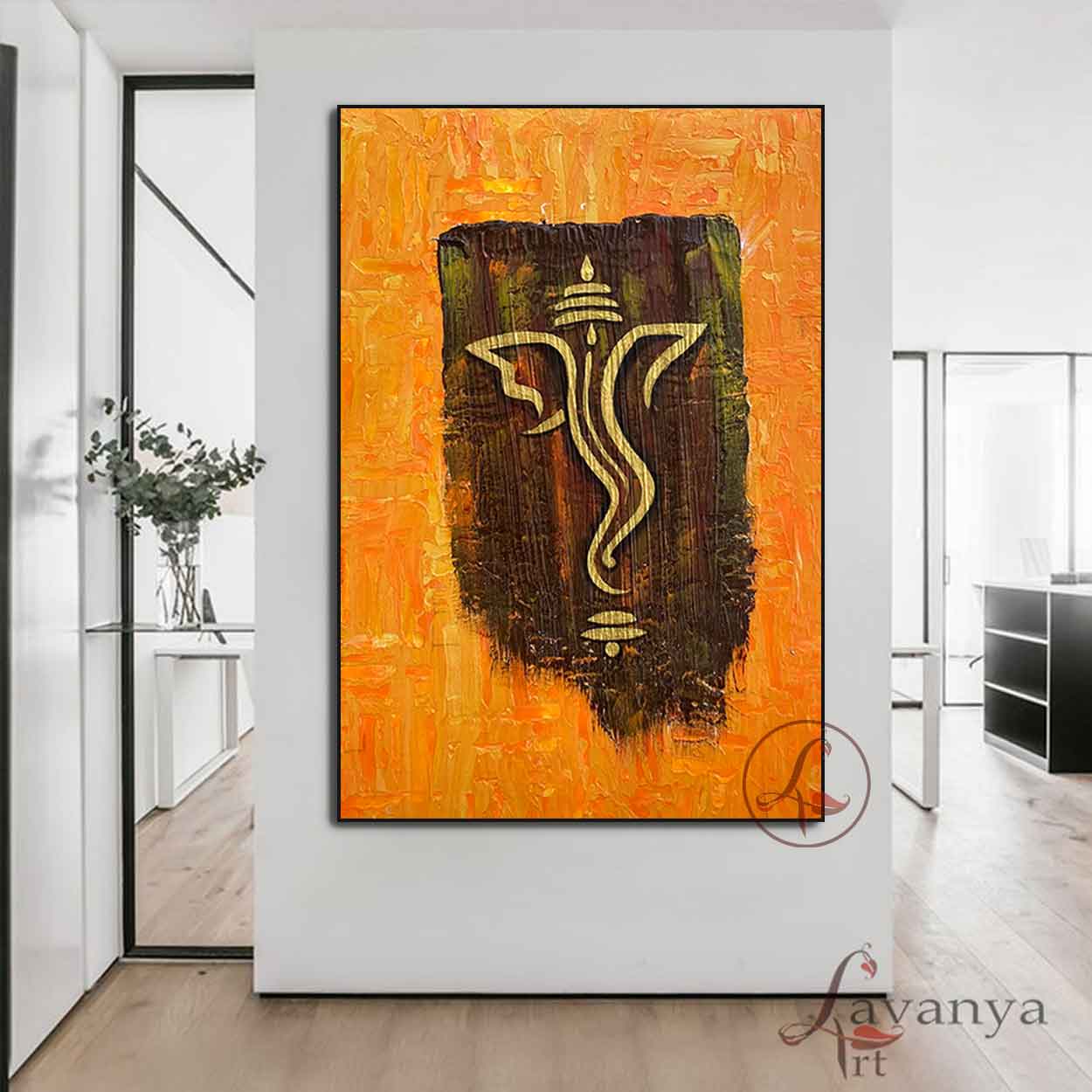 Ganesha Canvas Art | Minimalist Indian Abstract Decor