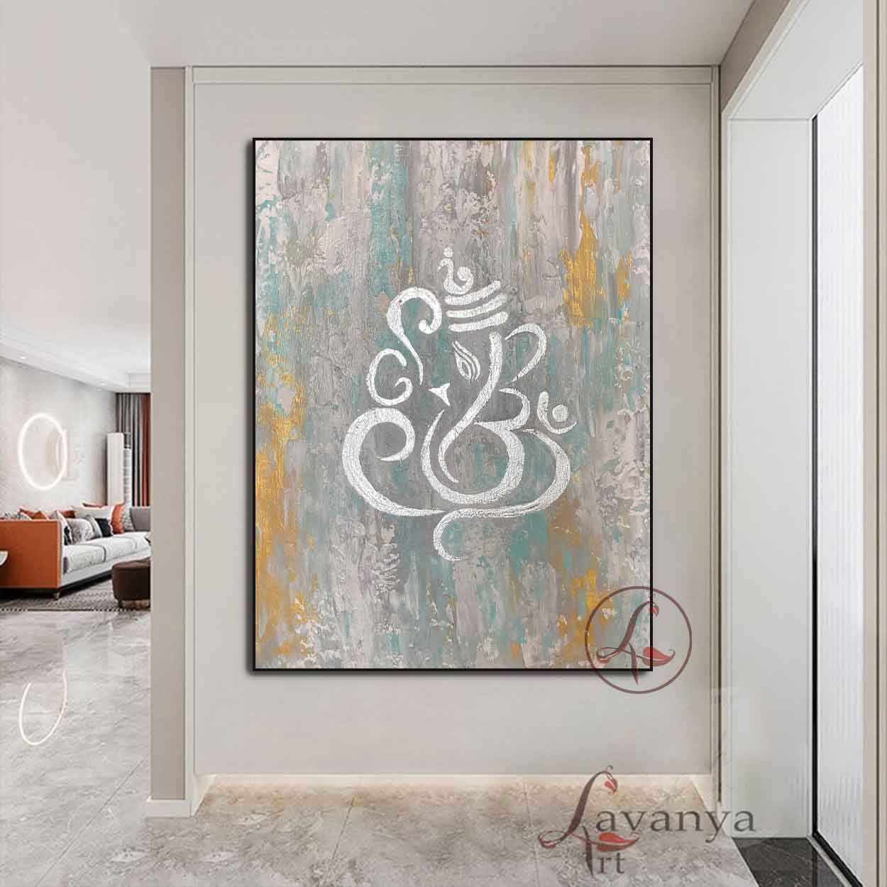 Minimalist Ganesha Painting | Modern Indian Wall Art
