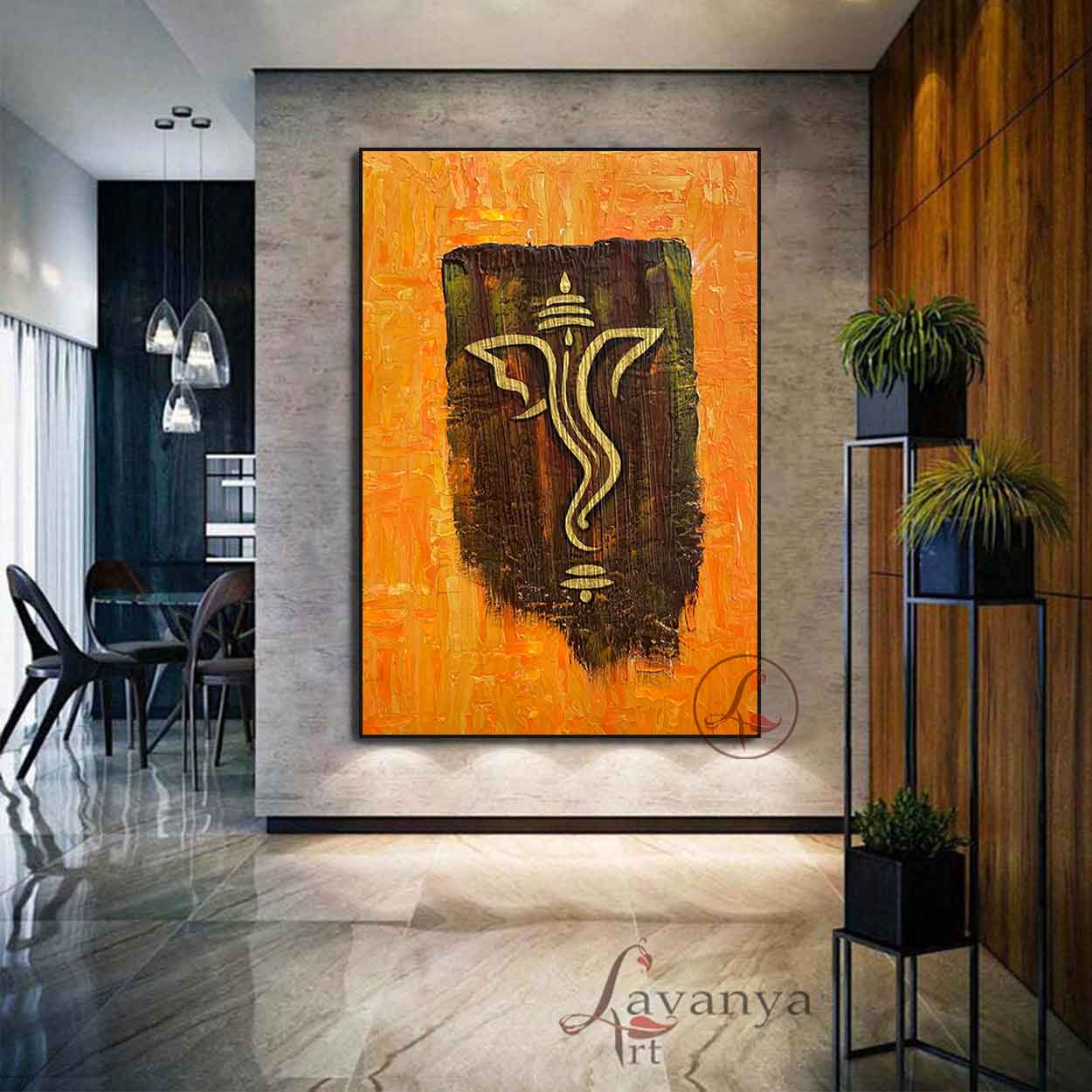 Ganesha Canvas Art | Minimalist Indian Abstract Decor
