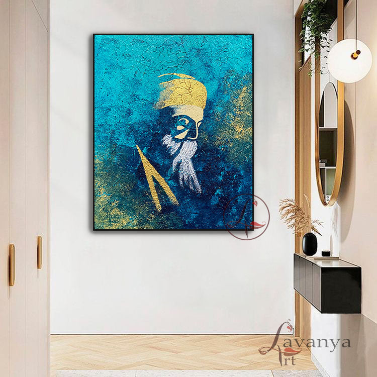 Guru Nanak Art | Original Sikh Spiritual Wall Painting