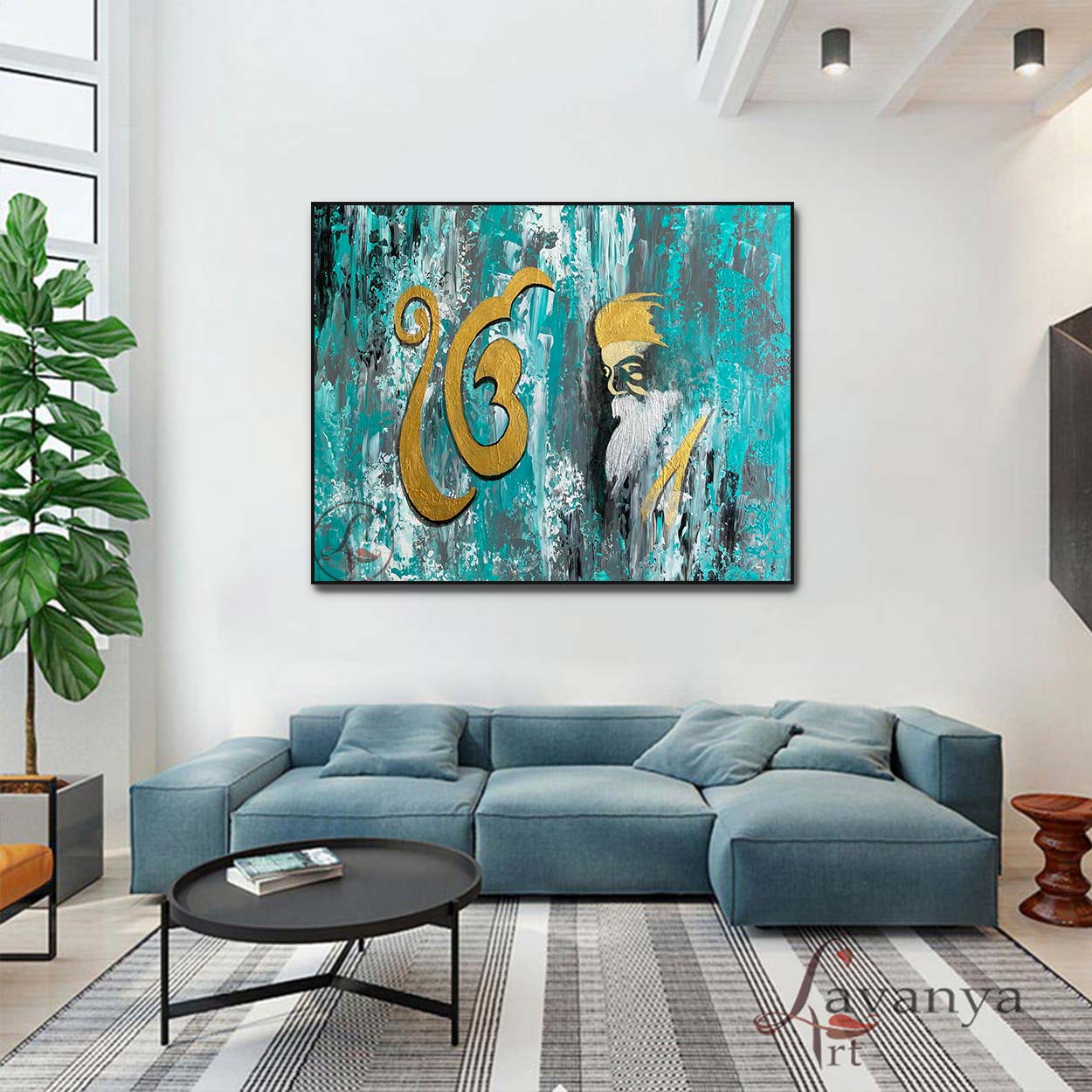 Abstract Sikh Art | Guru Nanak Dev Ji Canvas Art