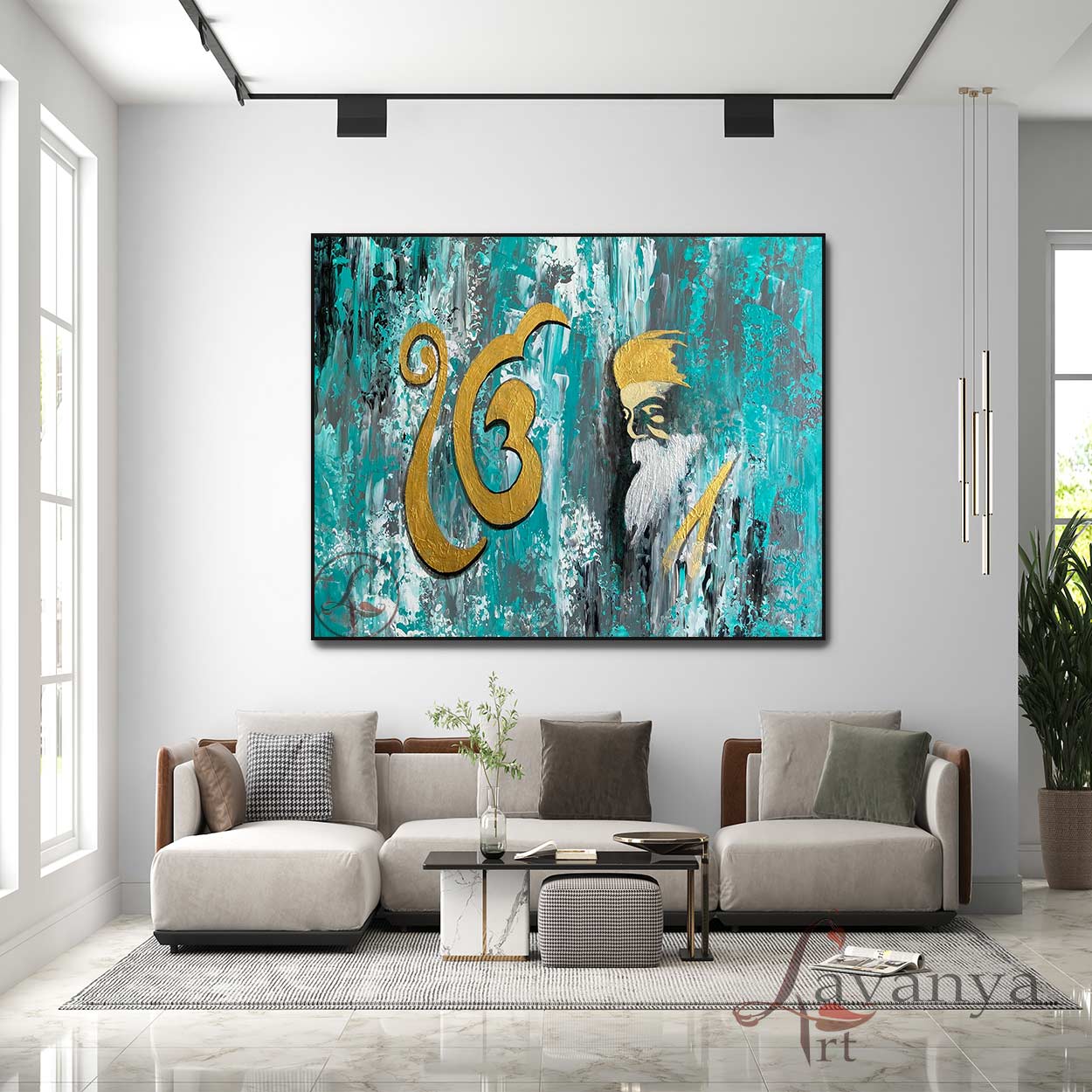 Abstract Sikh Art | Guru Nanak Dev Ji Canvas Art