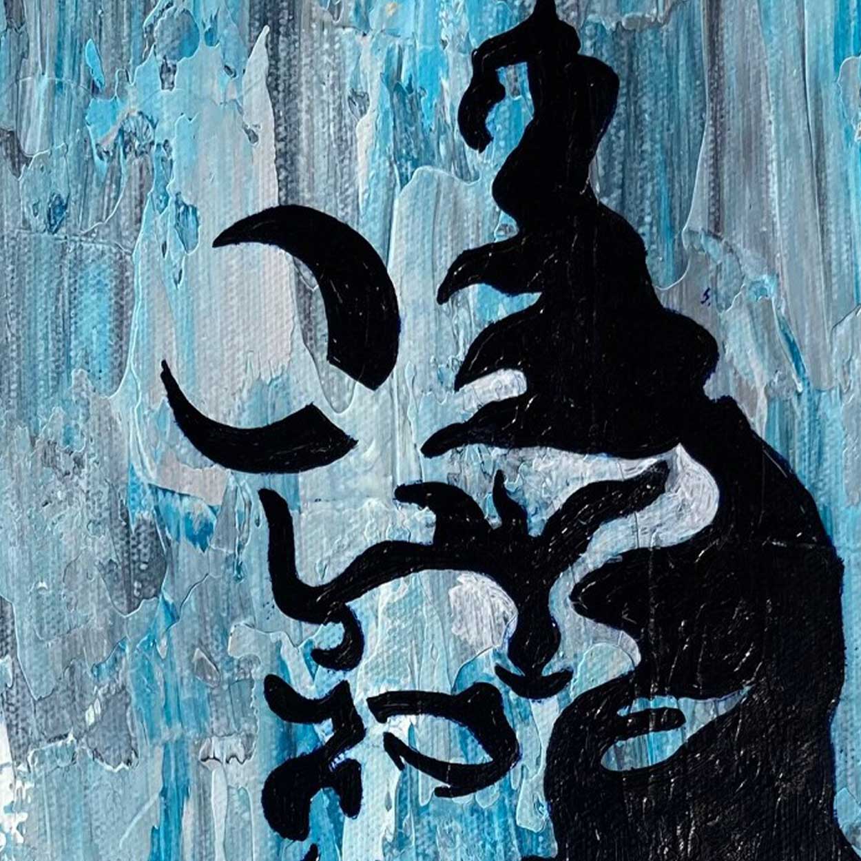 Abstract Shiva Wall Art | Handmade Hindu Canvas Acrylic Painting