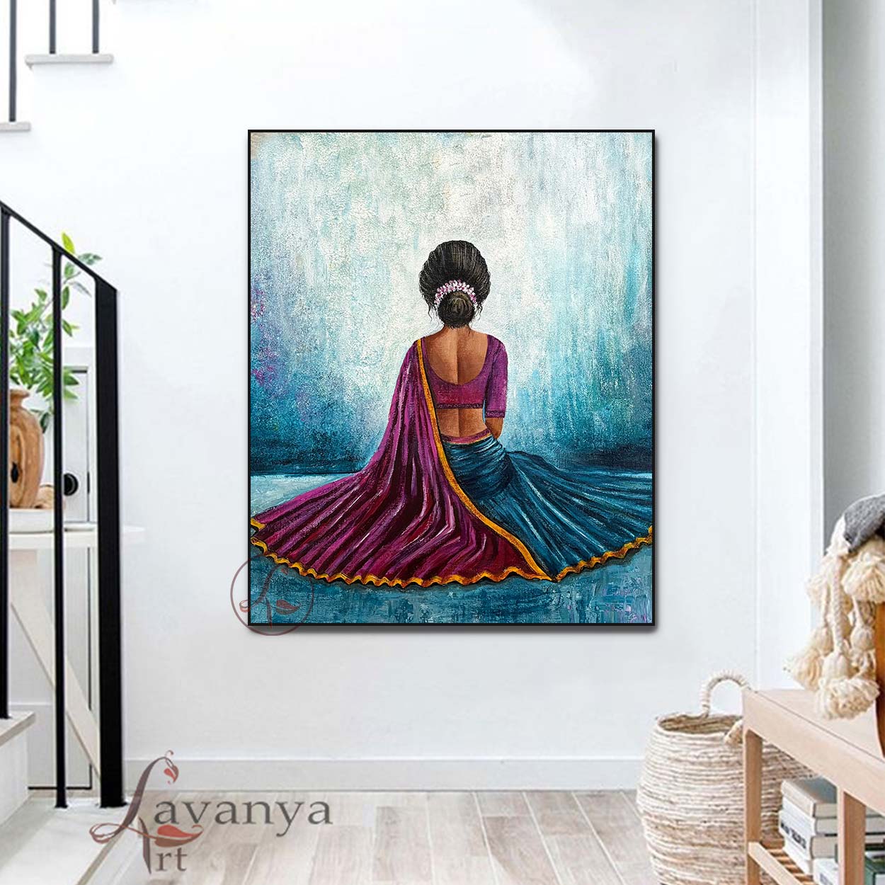 Indian Woman Art | Textured Acrylic Canvas Painting