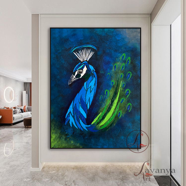 Peacock Painting | Abstract Indian Peacock Wall Art