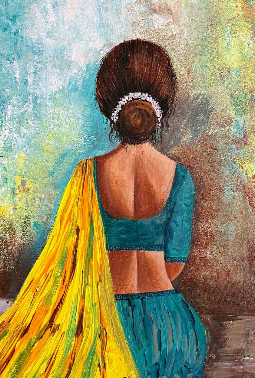 Indian Woman Art | Textured Acrylic Canvas Painting