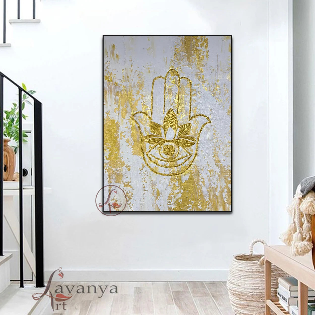 Hamsa Amulet Canvas Art | Judaica Spiritual Wall Decor