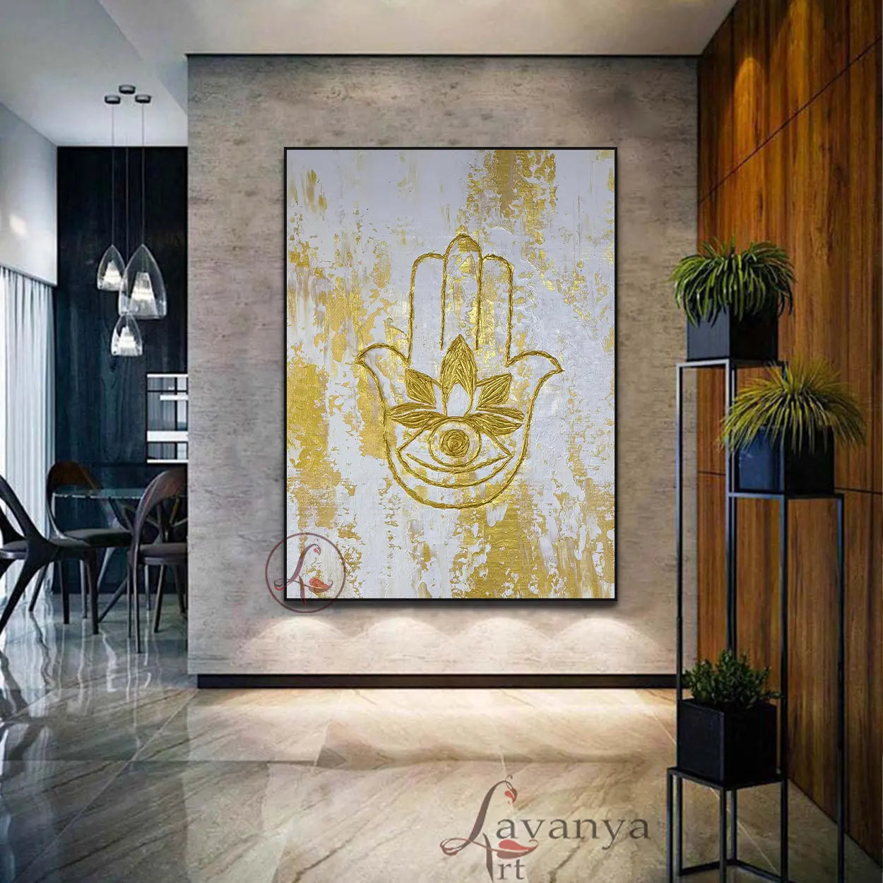 Hamsa Amulet Canvas Art | Judaica Spiritual Wall Decor