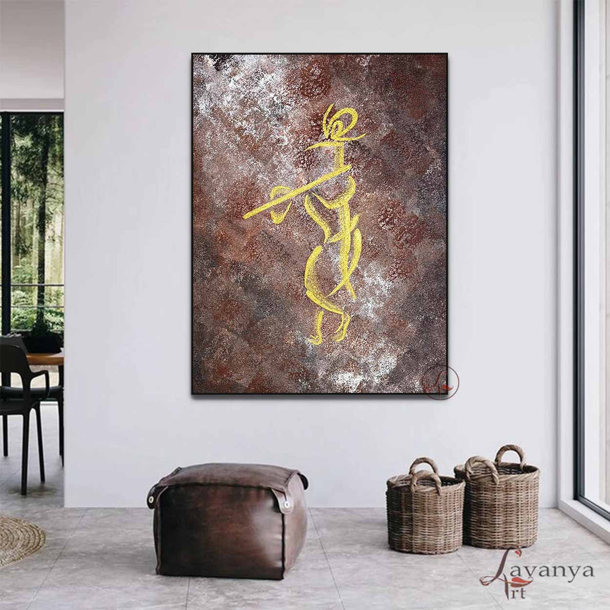 Handmade Krishna wall art on canvas for luxury spiritual home decor.