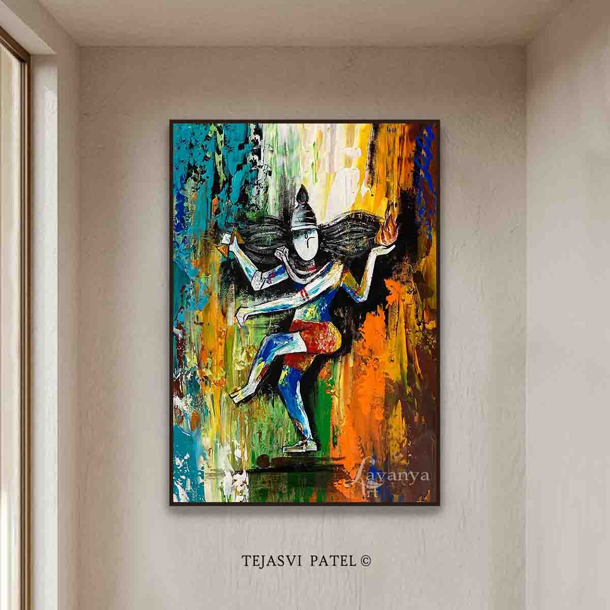 Browse handcrafted Lord Shiva paintings by Tejasvi Patel. Lavanya Art Studio offers original Indian art with bold textures and artistic elegance.