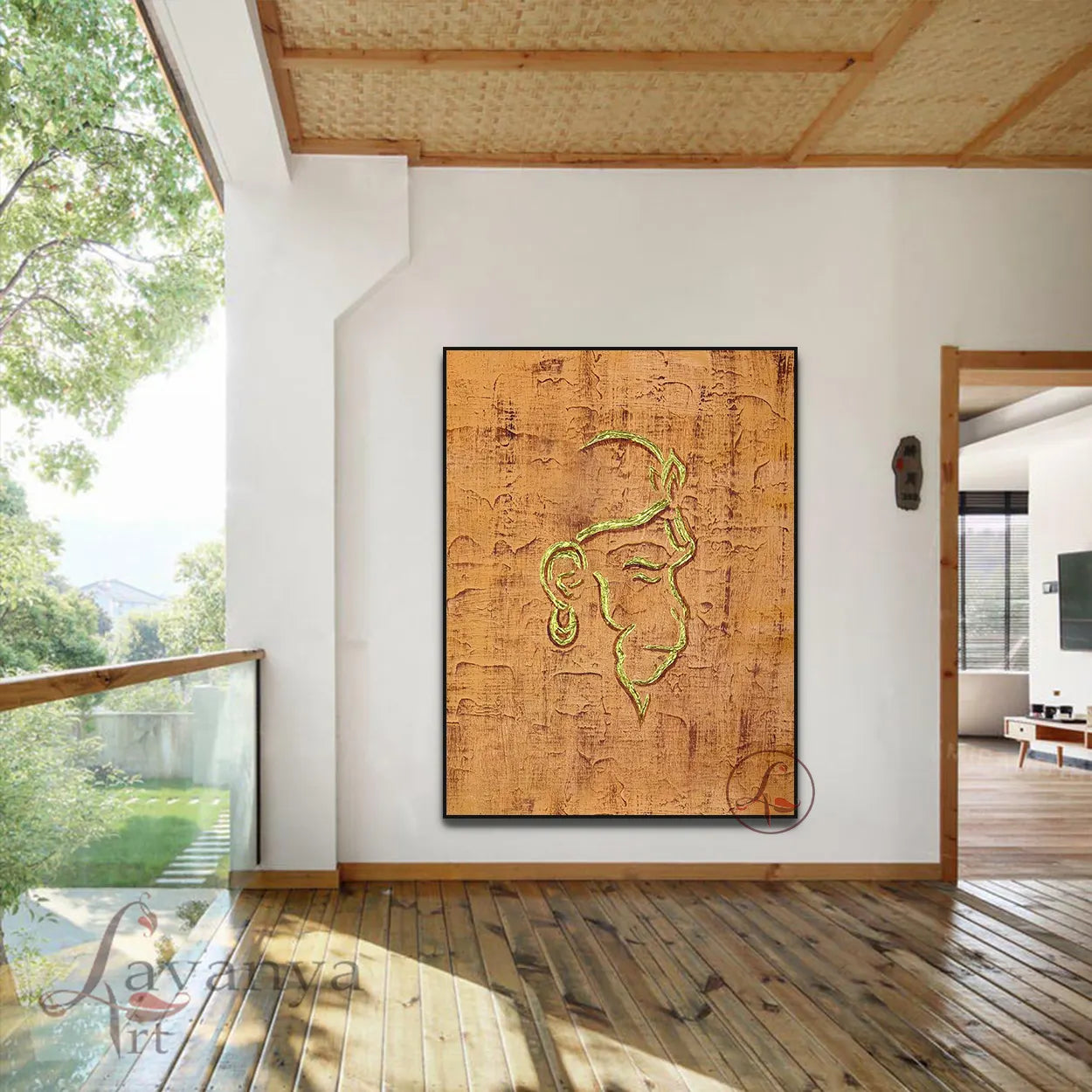 Abstract Hanuman Wall Art | Original Hindu Canvas Painting