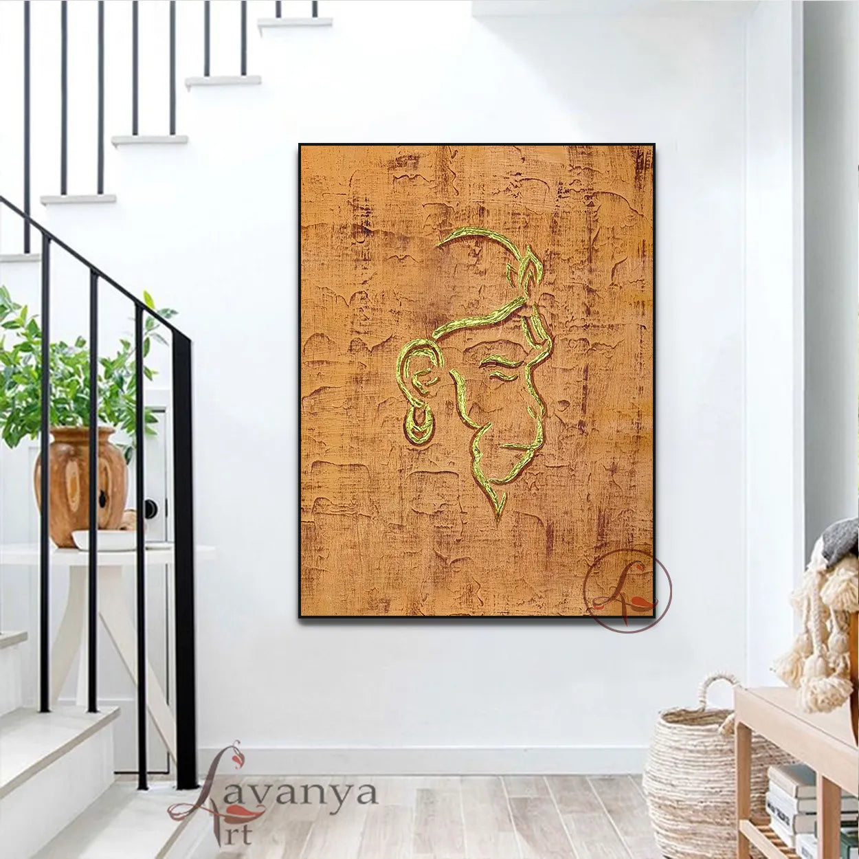 Abstract Hanuman Wall Art | Original Hindu Canvas Painting