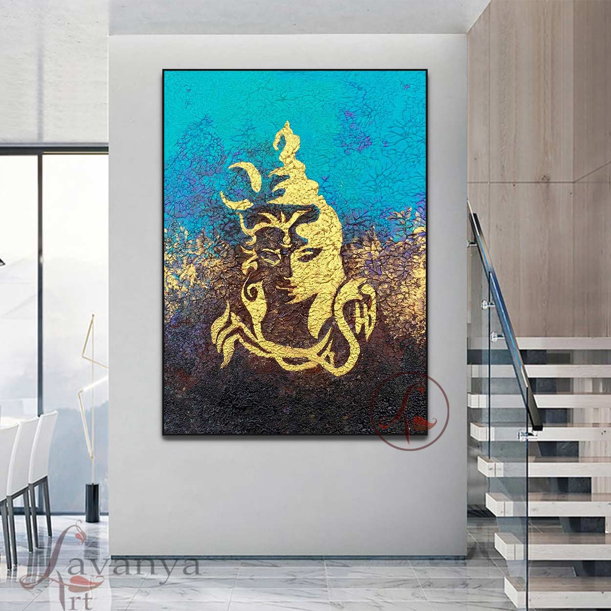 Shiva Canvas Painting | Contemporary Indian Abstract Spiritual Art