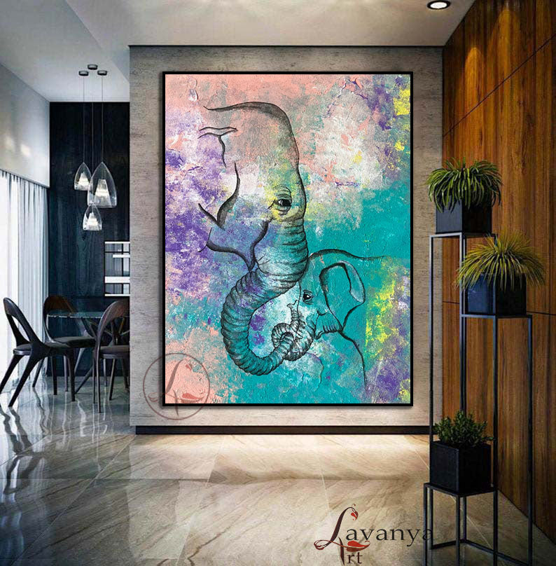 Elephant Wall Decor | Handmade Animal Canvas Art