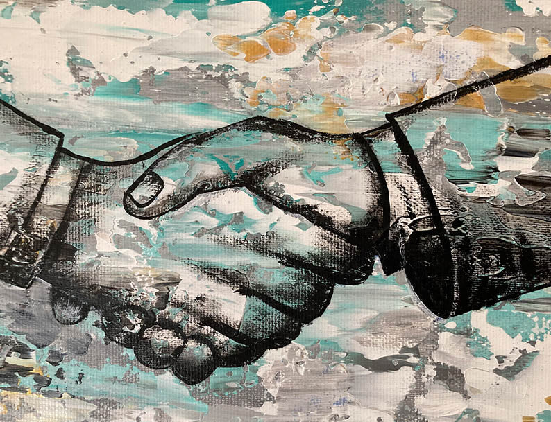 Handshake Painting | Abstract Office Canvas Wall Art