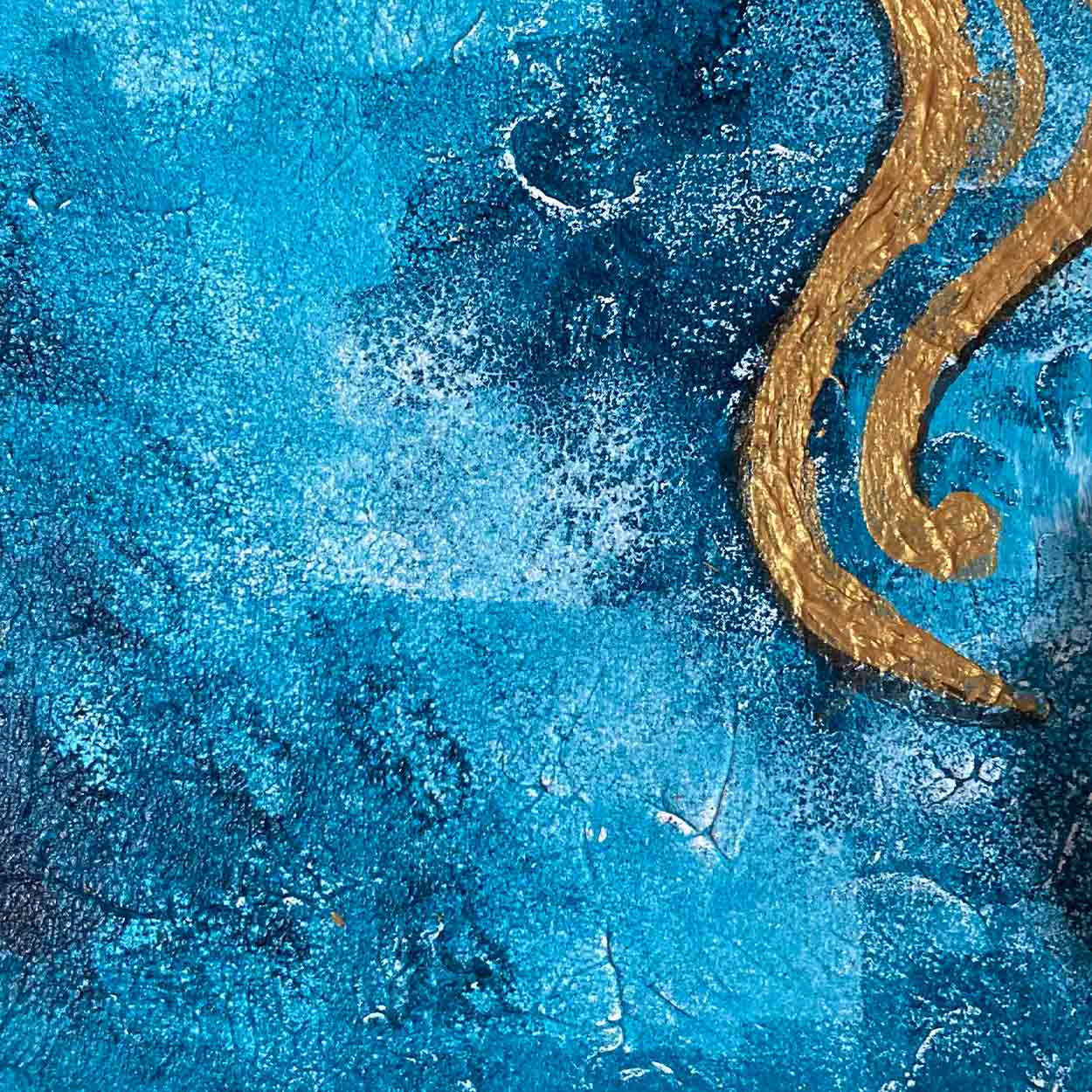 Blue Gold Ganesha Painting | Handmade Textured Canvas Art