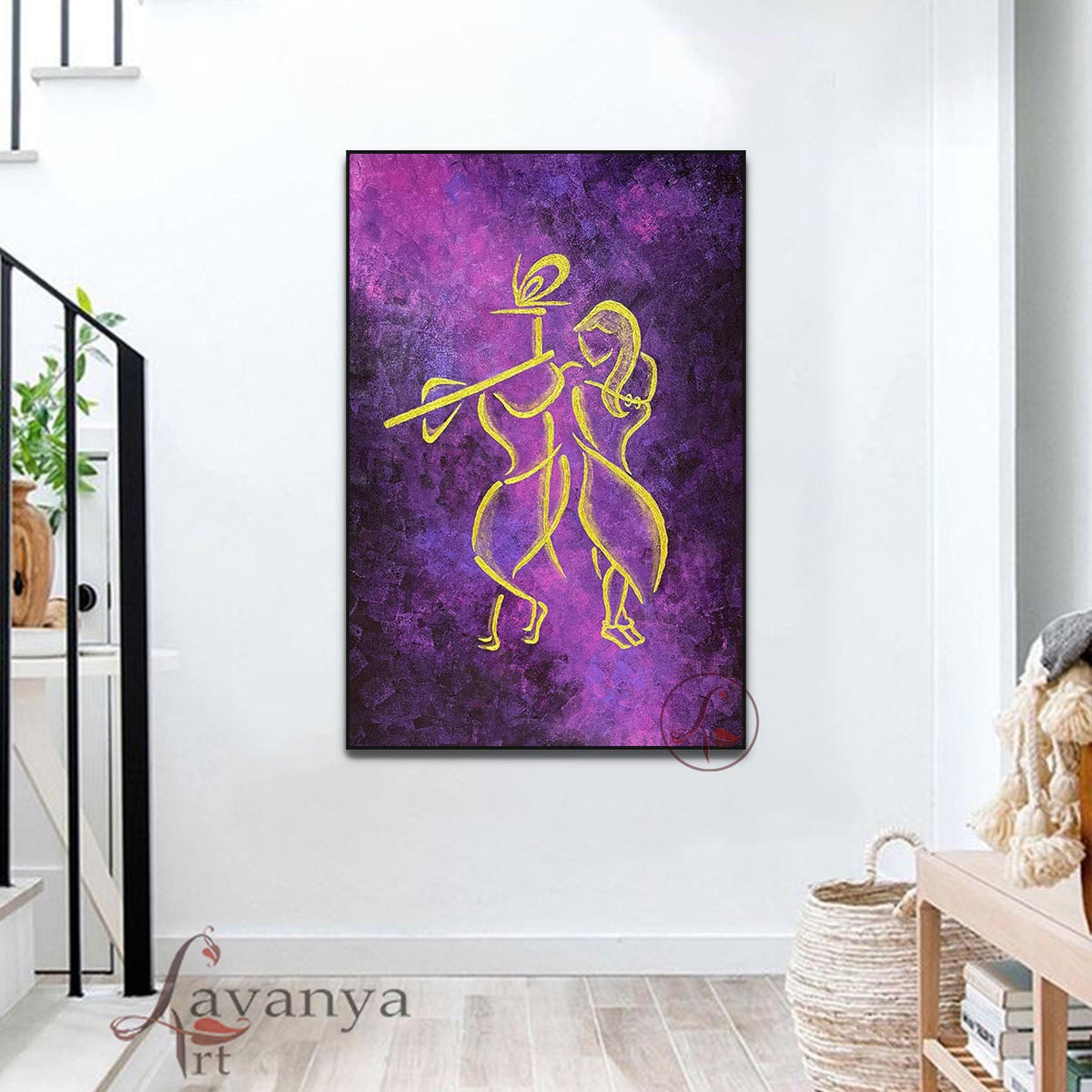 Original Indian Krishna painting inspired by devotion and contemporary Indian art.