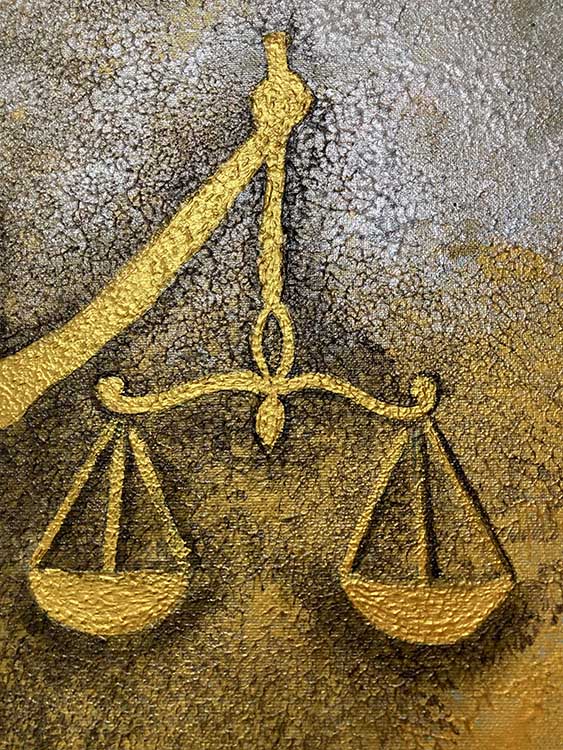 Lady Justice Gold Painting | Lawyer Office Wall Art