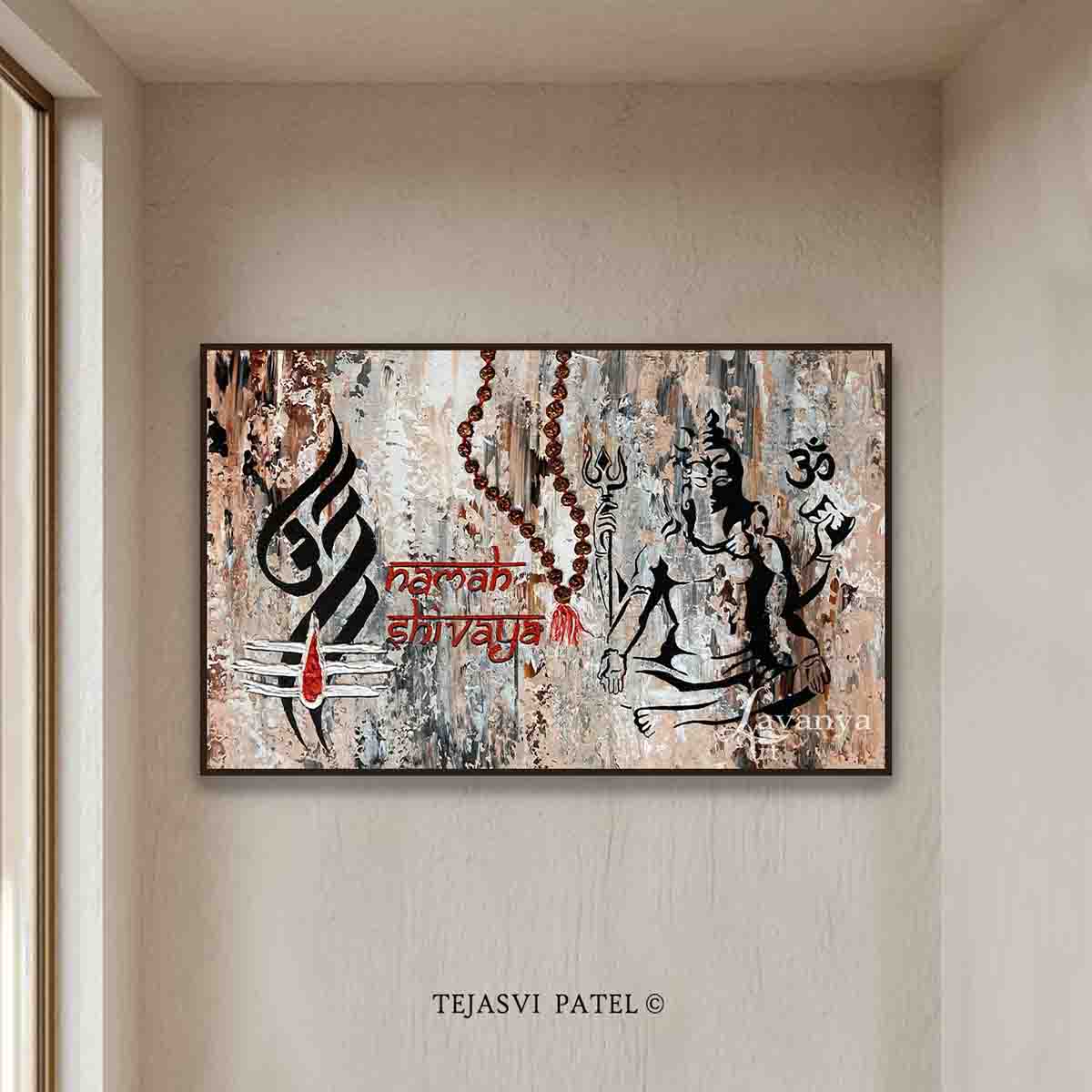Handmade Lord Shiva painting symbolizing strength, peace, and divine energy.