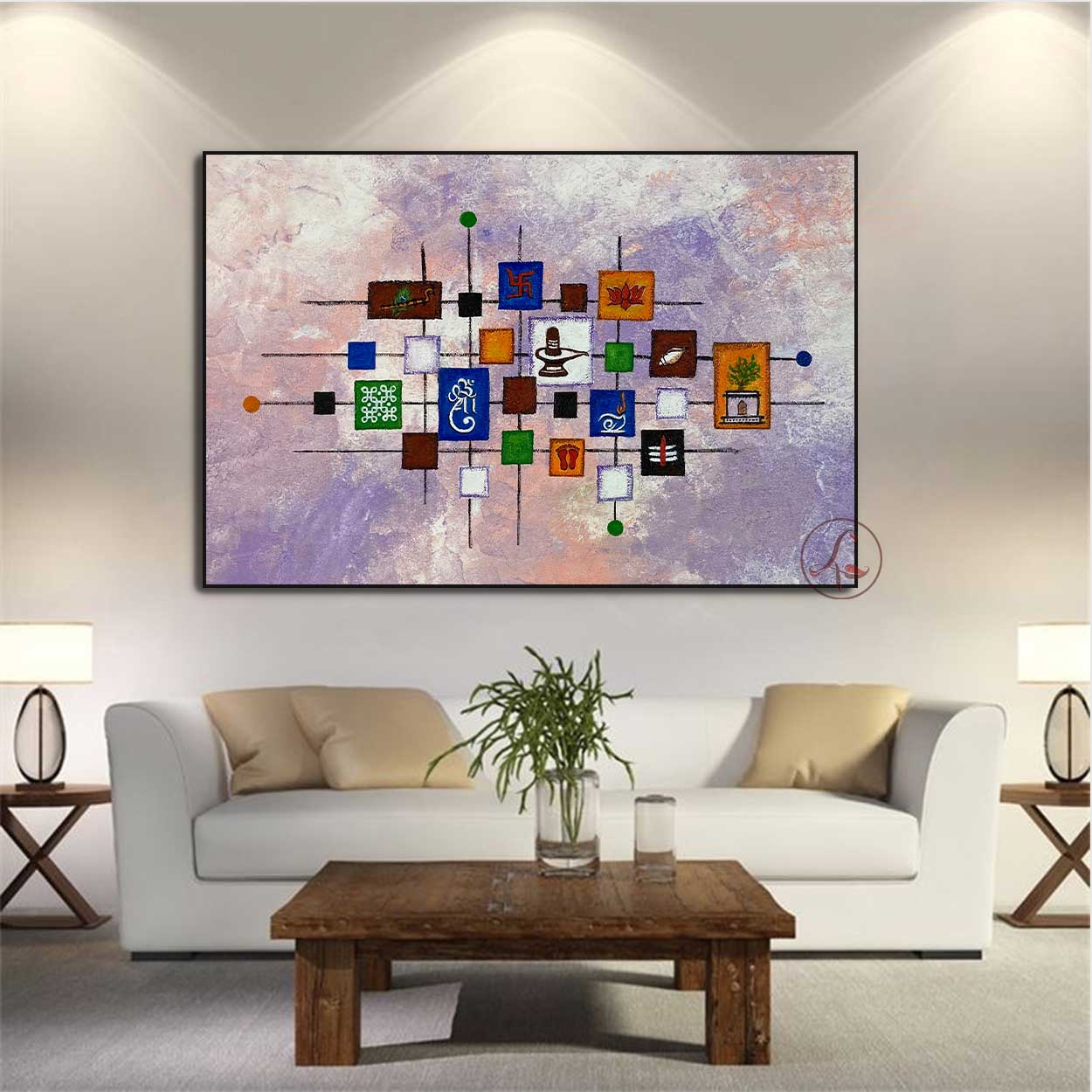 Bring home an original abstract Ganesha painting by Tejasvi Patel at Lavanya Art Studio, where Indian art meets modern handcrafted luxury.
