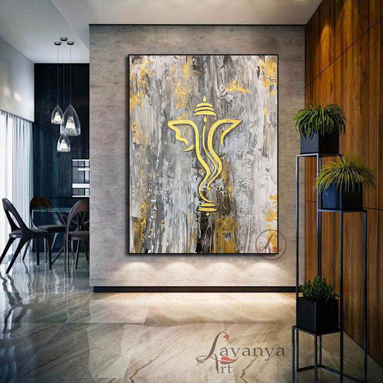 Textured Ganesha Painting | Handmade Indian Art