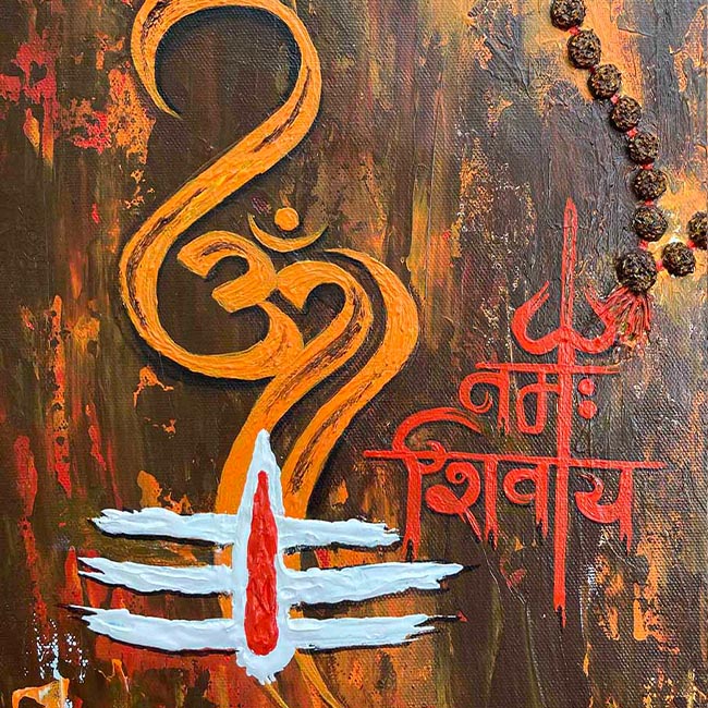 Modern Shiva Painting | Contemporary Indian Abstract Canvas Wall Decor