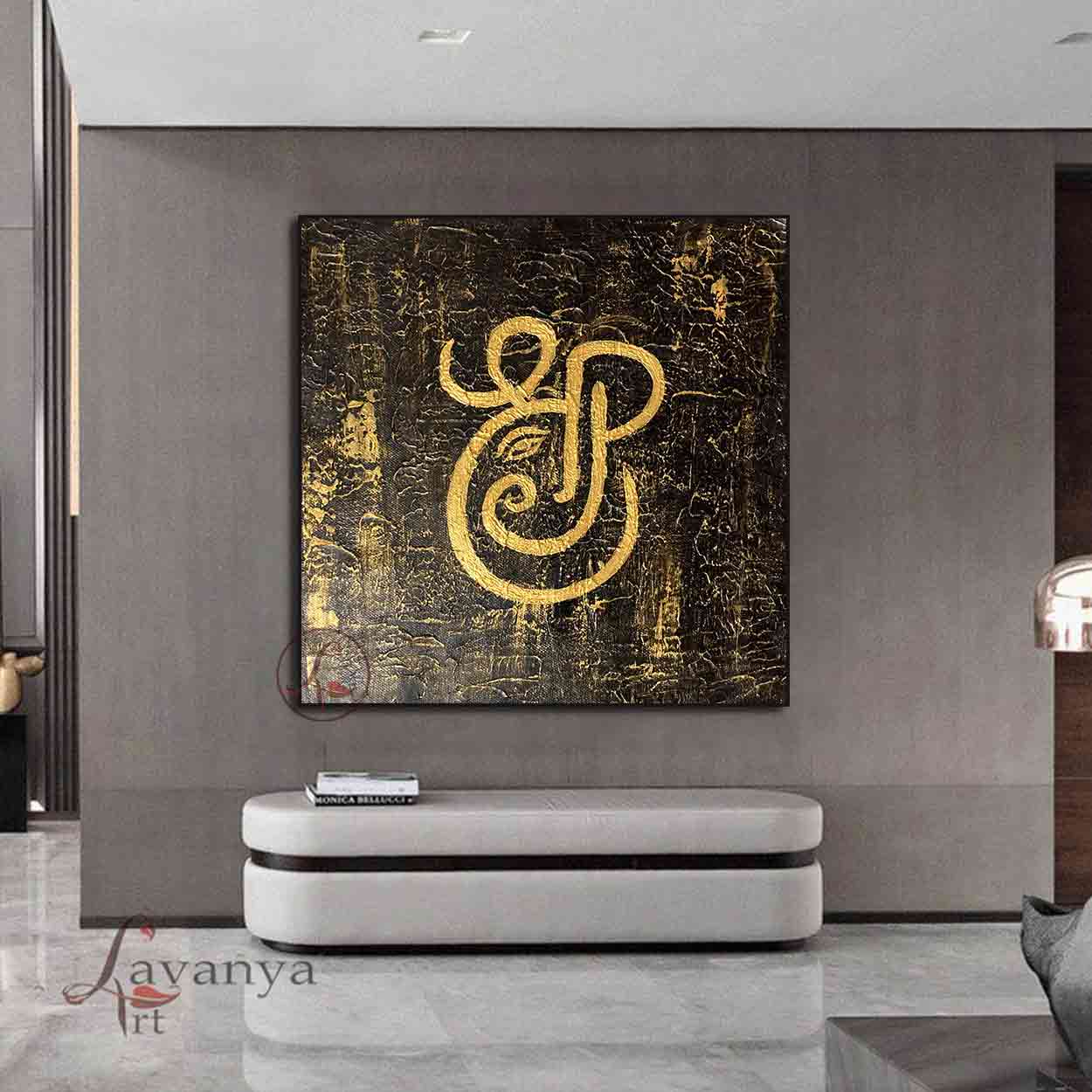 Original handmade Ganesha artwork on premium linen canvas by Indian artist Tejasvi Patel.