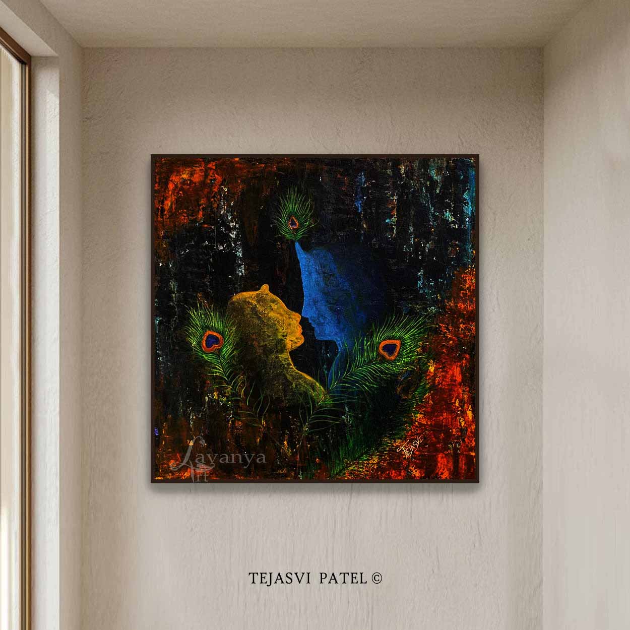 Original Krishna artwork created on premium canvas by Indian artist Tejasvi Patel.