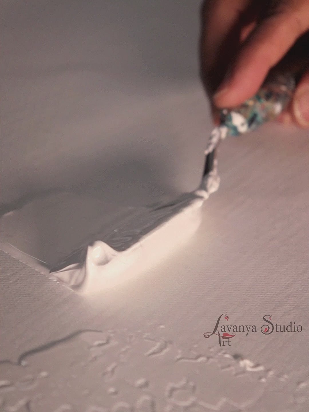 Textured canvas painting of Lord Ganesha, timelapse video, Lavanya Art Studio.