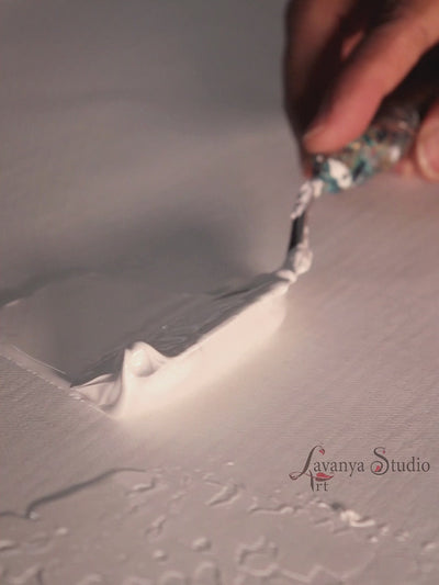Textured canvas painting of Lord Ganesha, timelapse video, Lavanya Art Studio.