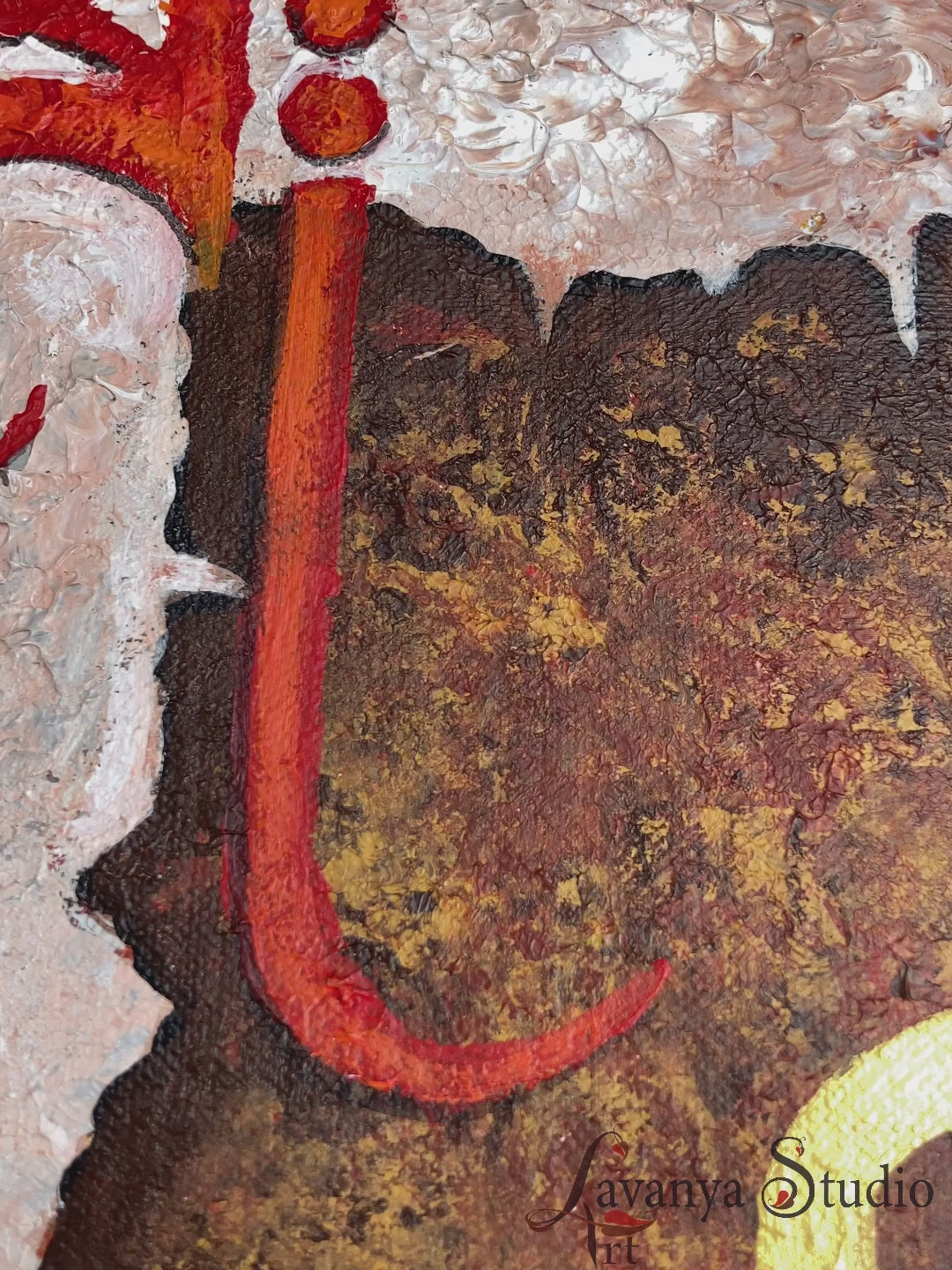 Abstract Ganesha canvas painting satisfying process video, Indian art.