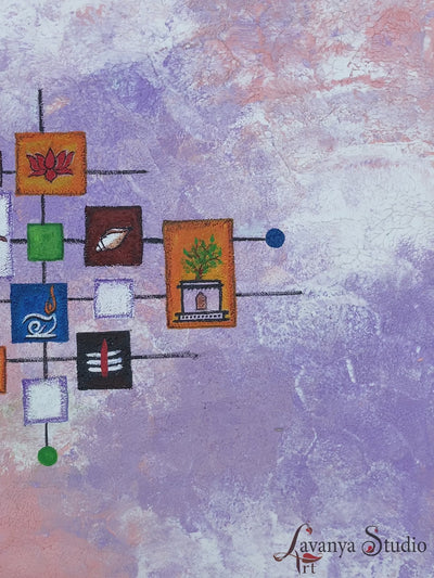 Hindu wall decor painting video, abstract Ganpati brush technique.