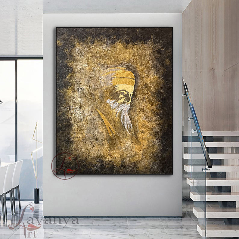 Guru Nanak Dev Ji Art | Abstract Sikh Canvas Painting