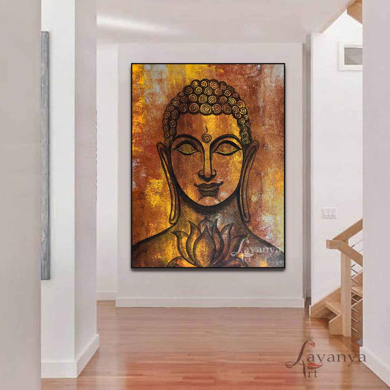 Abstract Buddha Canvas Painting | Textured Spiritual Wall Art