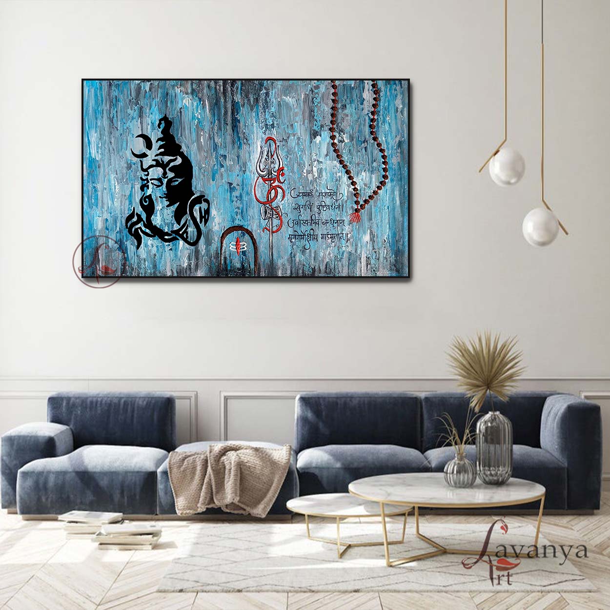 Original Lord Shiva painting by Tejasvi Patel at Lavanya Art Studio. Handmade Indian art featuring textured finishes and timeless spiritual beauty.