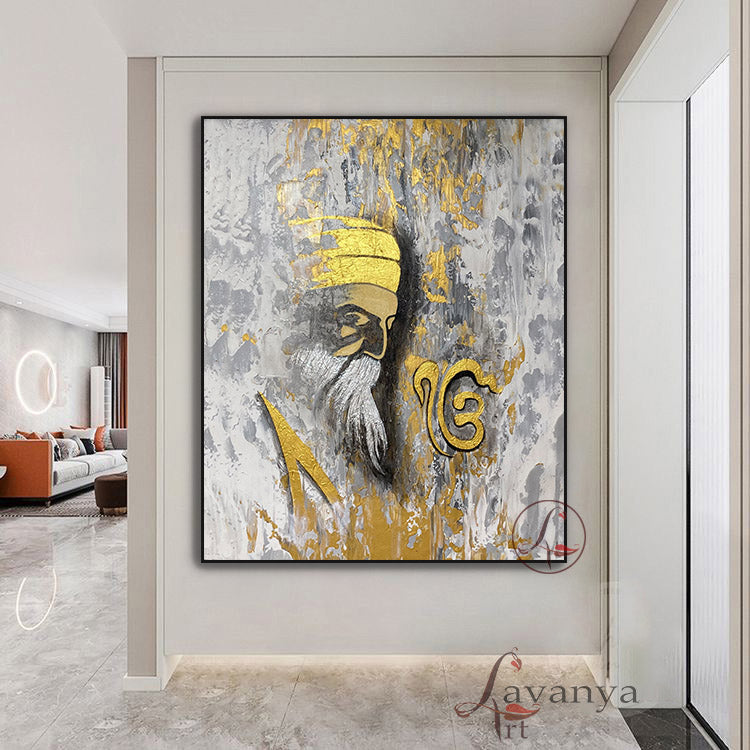 Abstract Sikh Art | Guru Nanak Dev Ji Canvas Art
