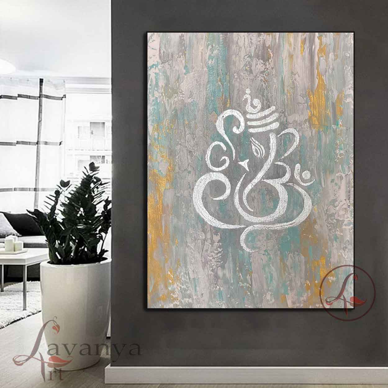 Minimalist Ganesha Painting | Modern Indian Wall Art