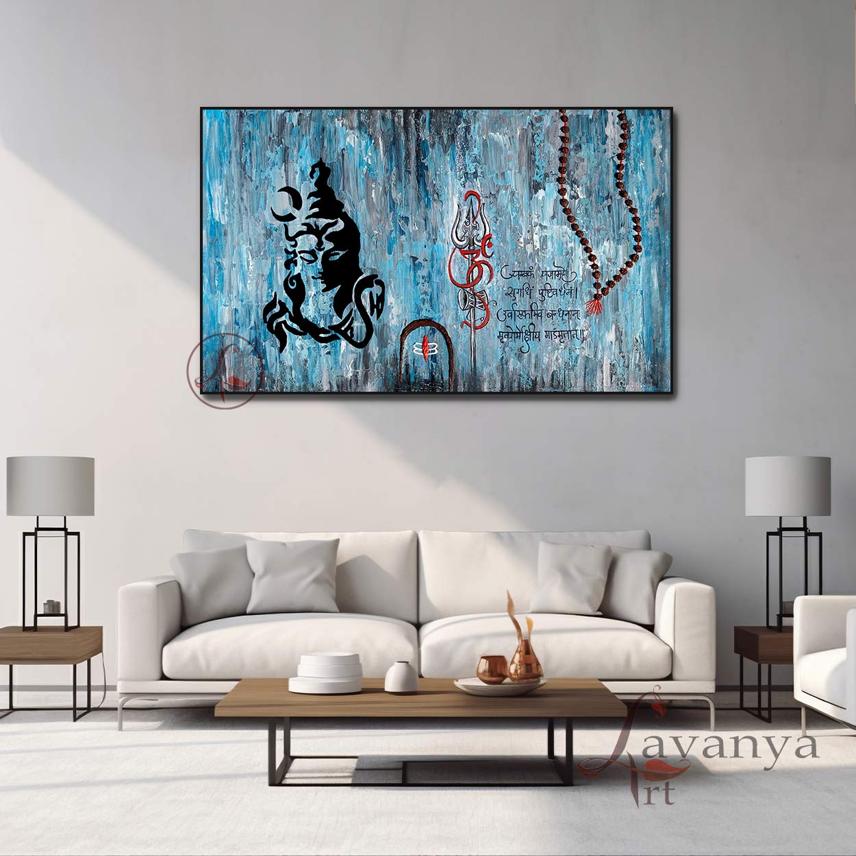 Shop premium Lord Shiva painting by Tejasvi Patel at Lavanya Art Studio. Original Indian art with textured craftsmanship for elegant interiors.
