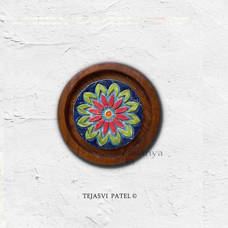 Discover handmade ceramic wall sculptures by Tejasvi Patel at Lavanya Art Studio, blending Indian art, textured art, and elegant teak wood frames.