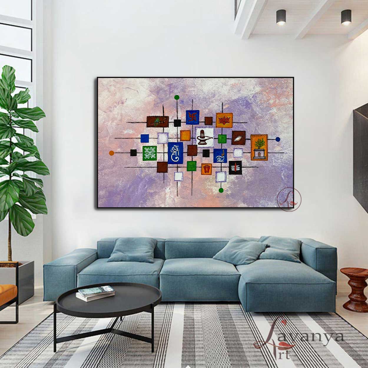 Bring home an original abstract Ganesha painting by Tejasvi Patel at Lavanya Art Studio, where Indian art meets modern handcrafted luxury.