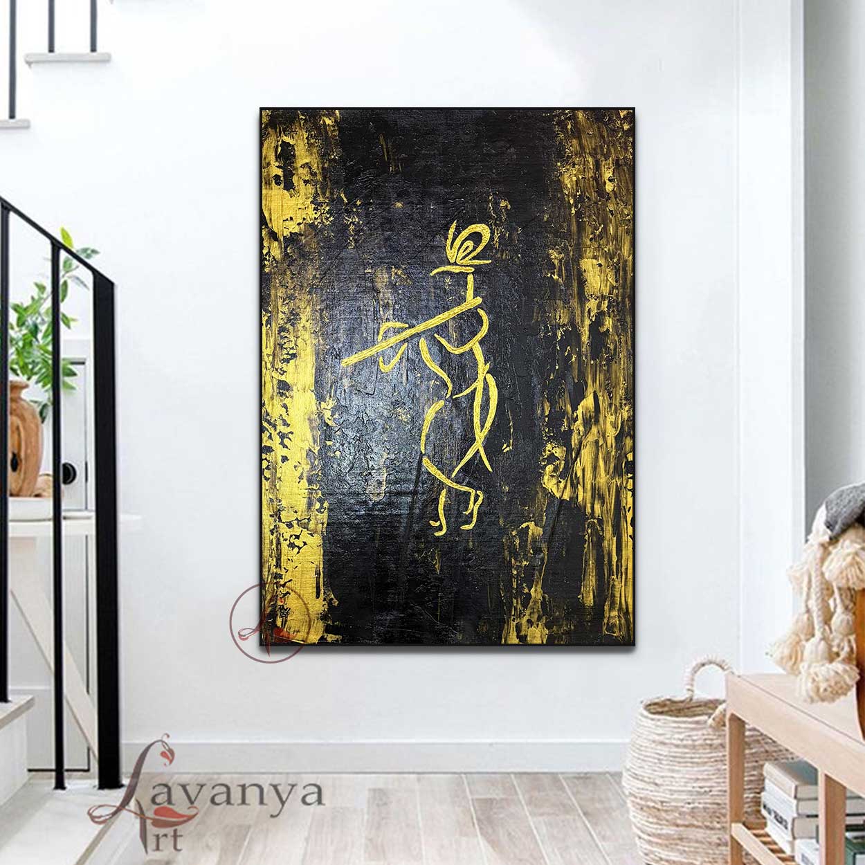 Luxury textured Krishna wall art handmade with premium acrylics for elegant interiors.