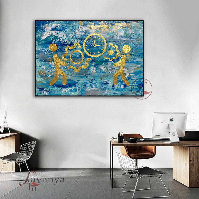 Abstract Teamwork Art | Modern Office Canvas Decor